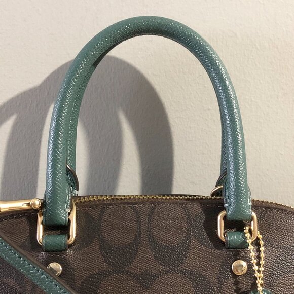 Coach Mini Sierra Satchel Signature Canvas Brown Turquoise Crossbody Bag F34290 - Picture 9 of 16